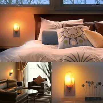 (Upgraded) AMIR Salt Lamp, Natural Himalayan Crystal Salt Light with 4 Bulbs, 11.2oz Mini Hand Carved Night Light, with UL-Certified Wall Plug, Decoration Salt Rock Lamp (2 Pack)