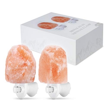 (Upgraded) AMIR Salt Lamp, Natural Himalayan Crystal Salt Light with 4 Bulbs, 11.2oz Mini Hand Carved Night Light, with UL-Certified Wall Plug, Decoration Salt Rock Lamp (2 Pack)