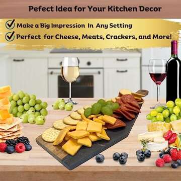 CASKKA Marble and Acacia Wood Coffin Charcuterie Board - Coffin Shaped Charcuterie Board - Coffin Tr...