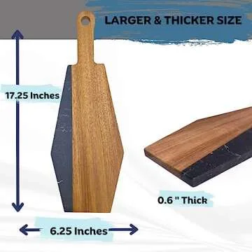 CASKKA Marble and Acacia Wood Coffin Charcuterie Board - Coffin Shaped Charcuterie Board - Coffin Tray - Coffin Serving Tray - Halloween Charcuterie Board - Charcuterie Boards with Handle