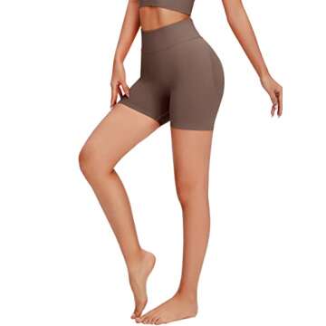 Unthewe Workout Butt Lifting Shorts for Women High Waisted Seamless Gym Yoga Booty Shorts(U429-Booty Dark Brown-S)