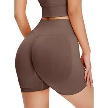 Unthewe Workout Butt Lifting Shorts for Women High Waisted Seamless Gym Yoga Booty Shorts(U429-Booty Dark Brown-S)