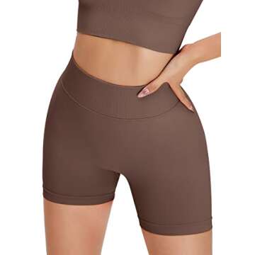 Unthewe Workout Butt Lifting Shorts for Women High Waisted Seamless Gym Yoga Booty Shorts(U429-Booty Dark Brown-S)