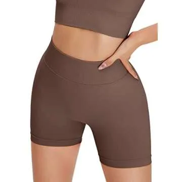 Unthewe Workout Butt Lifting Shorts for Women High Waisted Seamless Gym Yoga Booty Shorts(U429-Booty Dark Brown-S)