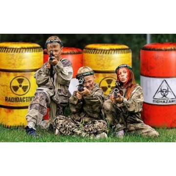 NINOSTAR Premium Package 4 Combat Battlefield Inflatables, Compatible with Nerf, Laser tag, Water Gun for Boys Birthday Party Activities and Decoration