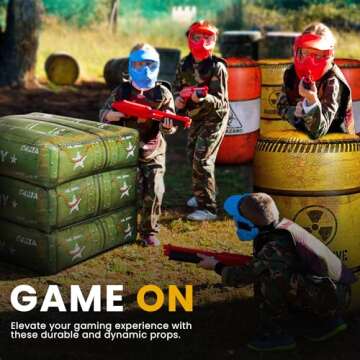 NINOSTAR Premium Package 4 Combat Battlefield Inflatables, Compatible with Nerf, Laser tag, Water Gun for Boys Birthday Party Activities and Decoration