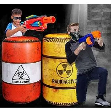 NINOSTAR Premium Package 4 Combat Battlefield Inflatables, Compatible with Nerf, Laser tag, Water Gun for Boys Birthday Party Activities and Decoration