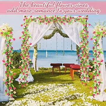 2 Pack Spring Flower Garland, 13.6 Ft Silky Artificial Pink Garland with Pink Daisy and Vine, Floral Garlands Decoration for Room Wall, Flower Themed Party, Wedding Supplies