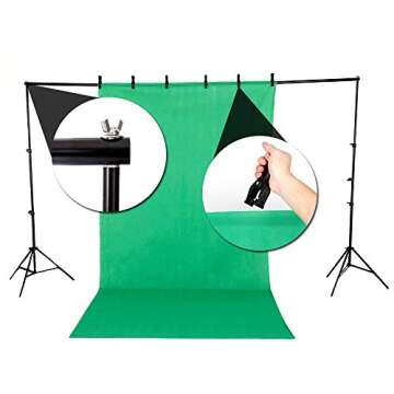 Kshioe Background Support System, Green Screen Kit, 1350W 5500K Umbrella Continuous Lighting Kit for Photo Studio Product, Portrait and Video Shoot Photography