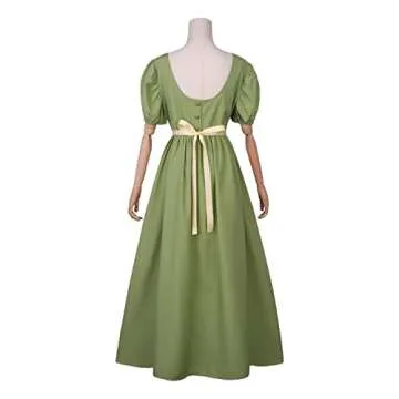 HEQU Regency Dresses for Women with Satin Sash Ruffle Empire Waist Dress Gown (2XL, Oliver)