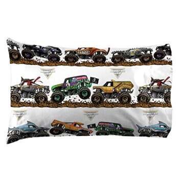 Jay Franco Monster Jam Tracks Twin Sheet Set - 3 Piece Set Super Soft and Cozy Kid’s Bedding Featu...