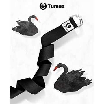 Tumaz Yoga Strap/Stretch Bands [15+ Colors, 6/8/10 Feet Options] with Extra Safe Adjustable D-Ring B...