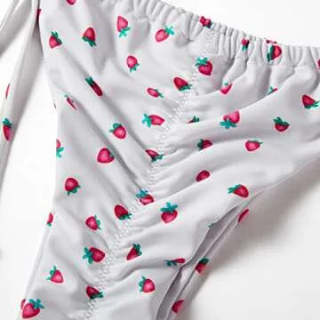 MOSHENGQI Women Sexy Brazilian Bikini 2 Piece Spaghetti Strap Top Thong Swimsuit Bathing Suit(S,Strawberry Print)