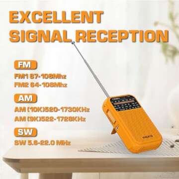 XHDATA D220 Portable Radio AM FM SW Shortwave Radio Receiver Pocket Radio, 2 AA Battery Operated, Transistor Radio with Excellent Reception for Gift, Family, Elder (Orange)