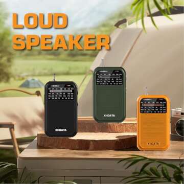XHDATA D220 Portable Radio AM FM SW Shortwave Radio Receiver Pocket Radio, 2 AA Battery Operated, Transistor Radio with Excellent Reception for Gift, Family, Elder (Orange)