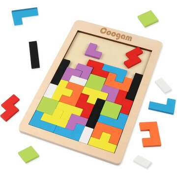 Coogam Wooden Brain Teasers Puzzle Blocks Toy