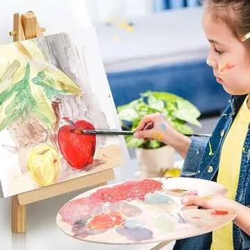 32 Pack, 5 x 5 Inch Mini Canvases with Easel Sets for Painting Small Art Stretched Canvases Panels Pack with Wood Display Easel for Kids Classroom Crafts Back to School Painting Parties Easter Gift