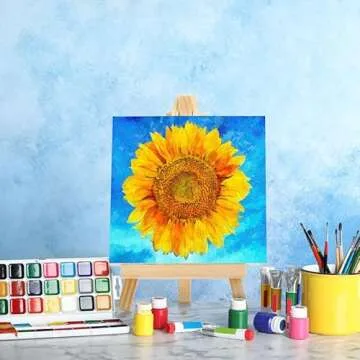 32 Pack, 5 x 5 Inch Mini Canvases with Easel Sets for Painting Small Art Stretched Canvases Panels Pack with Wood Display Easel for Kids Classroom Crafts Back to School Painting Parties Easter Gift