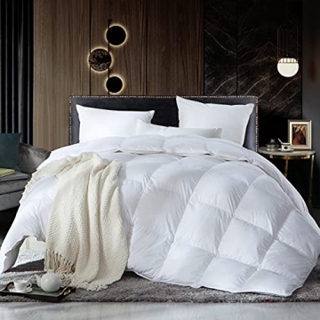 Luxurious Full/Queen Size Goose Down Fiber Comforter with Ultra-Soft Cotton Cover