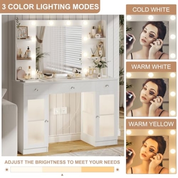 Stylish LED Makeup Vanity with Storage and Light