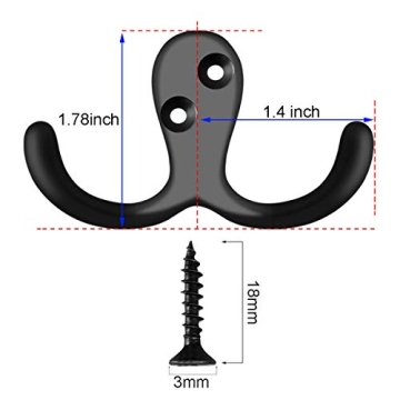 Heavy Duty Double Prong Coat Hooks for Home Organization
