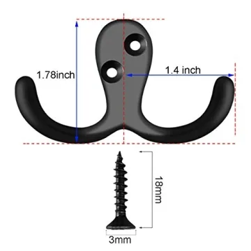 Heavy Duty Double Prong Coat Hooks for Home Organization