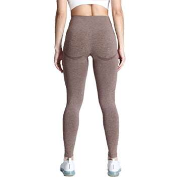Aoxjox Workout Seamless Leggings for Women Smile Contour High Waisted Gym Yoga Pants Tights 26” (Mocha Marl, Small)