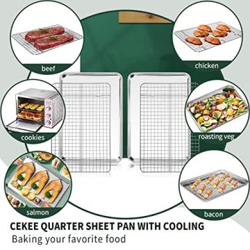 CEKEE Quarter Sheet Pan & Cooling Rack Set for Every Kitchen