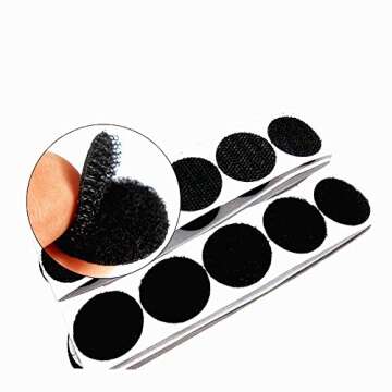 Self Adhesive Dots, Strong Adhesive 400pcs(200 Pairs) 0.59 inch Diameter Sticky Back Hook Nylon,Loop Strips with Waterproof Sticky Glue Tapes for Classroom, Office, Home(Black)