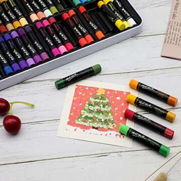 Mont Marte Oil Pastels in Tin Box Signature 48pc, 48 Assorted Colors, Vibrant Oil Pastel Set, Great Blending and Layering, Comes in Storage Case, Ideal for Art, Craft, Coloring and Sketching