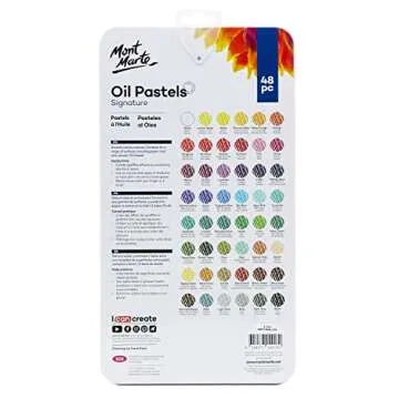 Mont Marte Oil Pastels in Tin Box Signature 48pc, 48 Assorted Colors, Vibrant Oil Pastel Set, Great Blending and Layering, Comes in Storage Case, Ideal for Art, Craft, Coloring and Sketching