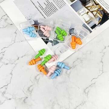 8 Pairs Earplugs for Sleeping Noise Cancelling, Reusable Ear Plugs Soft, Silicone Ear Plug, for Slee...