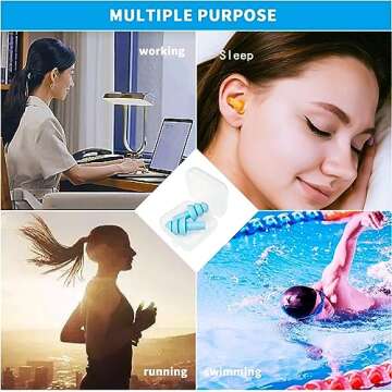 8 Pairs Earplugs for Sleeping Noise Cancelling, Reusable Ear Plugs Soft, Silicone Ear Plug, for Sleeping, Swimming, Snoring, Concerts, Work, Noisy Places (4 Colors) (Four-Color)