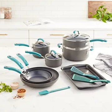 Rachael Ray Nonstick 15-Piece Cookware Set in Agave Blue