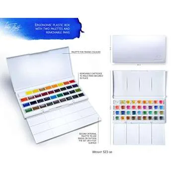 White Nights Professional Watercolor Set 36 Full Pans 2.5ml Extra Fine Artists Grade Pigments Vibran...