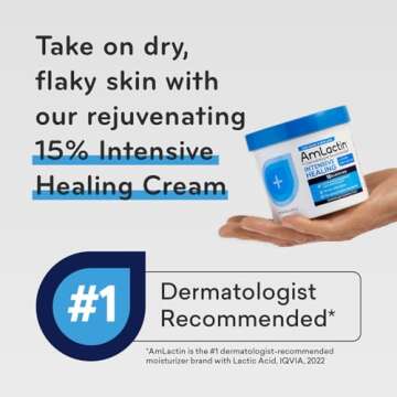 AmLactin Intensive Healing Body Cream, 12 oz Tub, 2-in-1 Exfoliator and Moisturizer for Dry Skin with 15% Lactic Acid and Ceramides for 24-Hour Moisturization