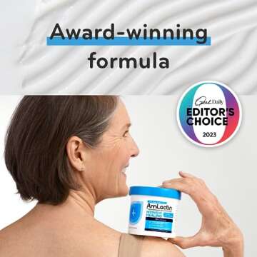 AmLactin Intensive Healing Body Cream, 12 oz Tub, 2-in-1 Exfoliator and Moisturizer for Dry Skin with 15% Lactic Acid and Ceramides for 24-Hour Moisturization