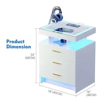 Lvivur Nightstands - LED Night Stand with Wireless Charging & Storage