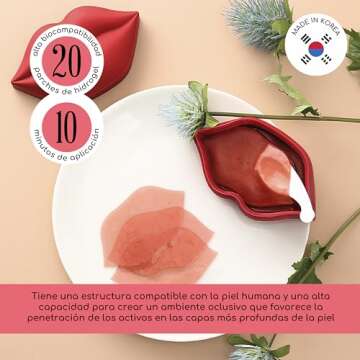 Plumping Rose & Collagen Lip Mask for Dry Lips, 20-Pack – Hydrate, Rejuvenate, & Nourish Lips – Hypoallergenic, Cruelty Free, & Paraben Free Lip Care Hydrogels with Natural Ingredients by KOCOSTAR