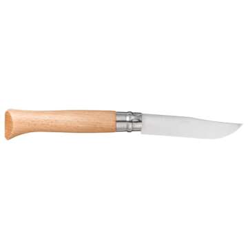 Opinel No. 12 Stainless Steel Pocket Knife, Beechwood Handle