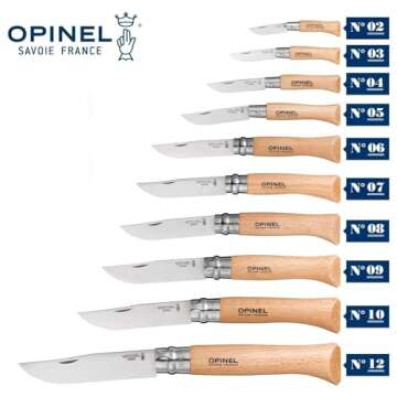 Opinel No. 12 Stainless Steel Pocket Knife, Beechwood Handle