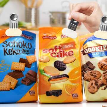 Chip Bag Clips for Food Storage, White Chip Clips Bag Clips Food Clips Bread, Upgrade Wide 1.5 Inches Stainless Steel Food Clips for Bags, Heavy Duty Bag Clips for Food Kitchen and Office 12 Pack