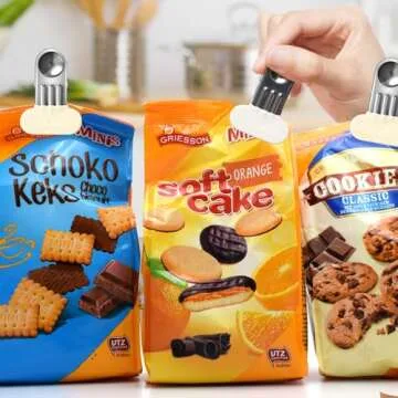 Chip Bag Clips for Food Storage, White Chip Clips Bag Clips Food Clips Bread, Upgrade Wide 1.5 Inches Stainless Steel Food Clips for Bags, Heavy Duty Bag Clips for Food Kitchen and Office 12 Pack