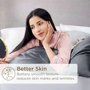 Bedsure Satin Pillowcase for Hair and Skin Queen - Space Grey Silky Pillowcase 2 Pack with Envelope Closure, Similar to Silk Pillow Cases, Gifts for Women Men, 20x30 Inches