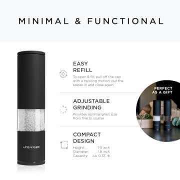 LARS NYSØM Salt Pepper Grinder Set - Elegant & Adjustable