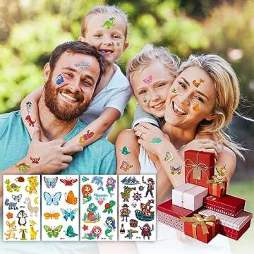Habett Tattoos for Kids, 300+ Mixed Styles Temporary Tattoos Stickers Set for Girls and Boys, Space Dinosaur Animals Butterfly Tattoos for Kids Birthday Party Supplies