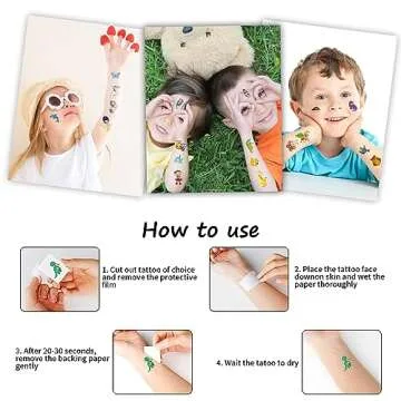 Habett Tattoos for Kids, 300+ Mixed Styles Temporary Tattoos Stickers Set for Girls and Boys, Space Dinosaur Animals Butterfly Tattoos for Kids Birthday Party Supplies