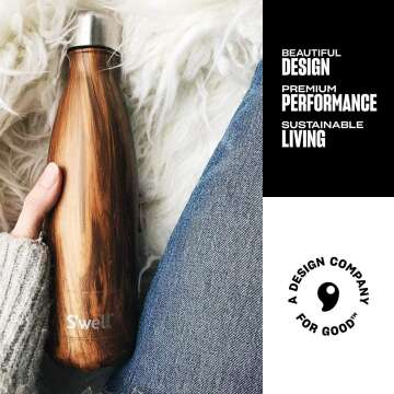 S'well Teakwood Water Bottle - Insulated, 17 oz