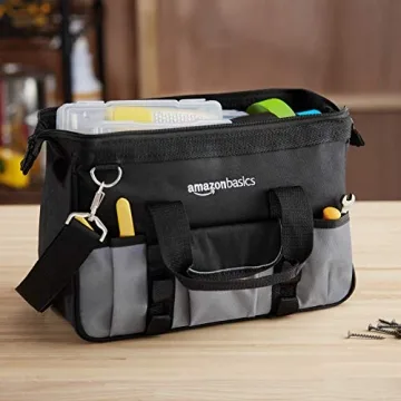 Durable Amazon Basics Tool Bag 12 Inch, Black & Gray