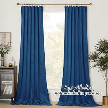 NICETOWN Luxury Elegant Blue Velvet Curtains for Home Decor - 108” Long